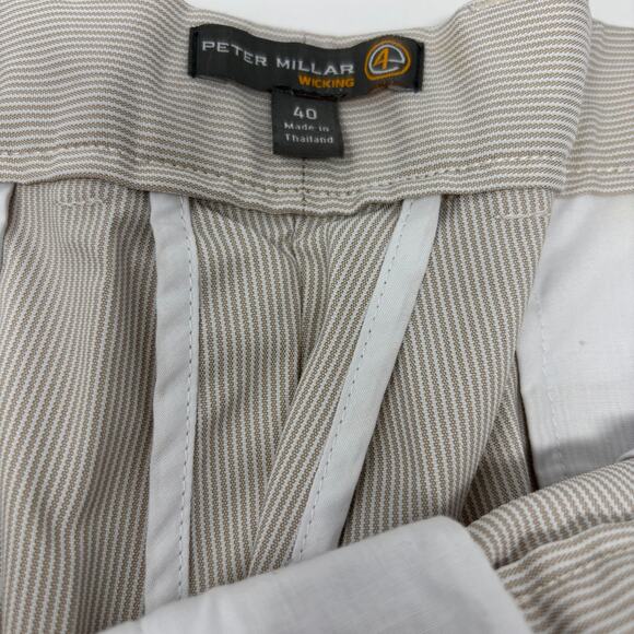 Peter Millar Sz40 Brown Striped Wicking Golf Shorts - Picture 3 of 5